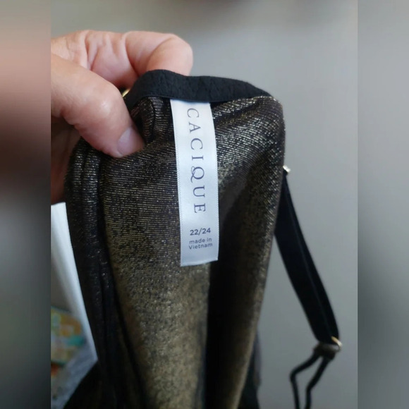 (2) Cacique 22-24 shimmer Camisole tanks Rust Orange & Black New - Picture 8 of 9